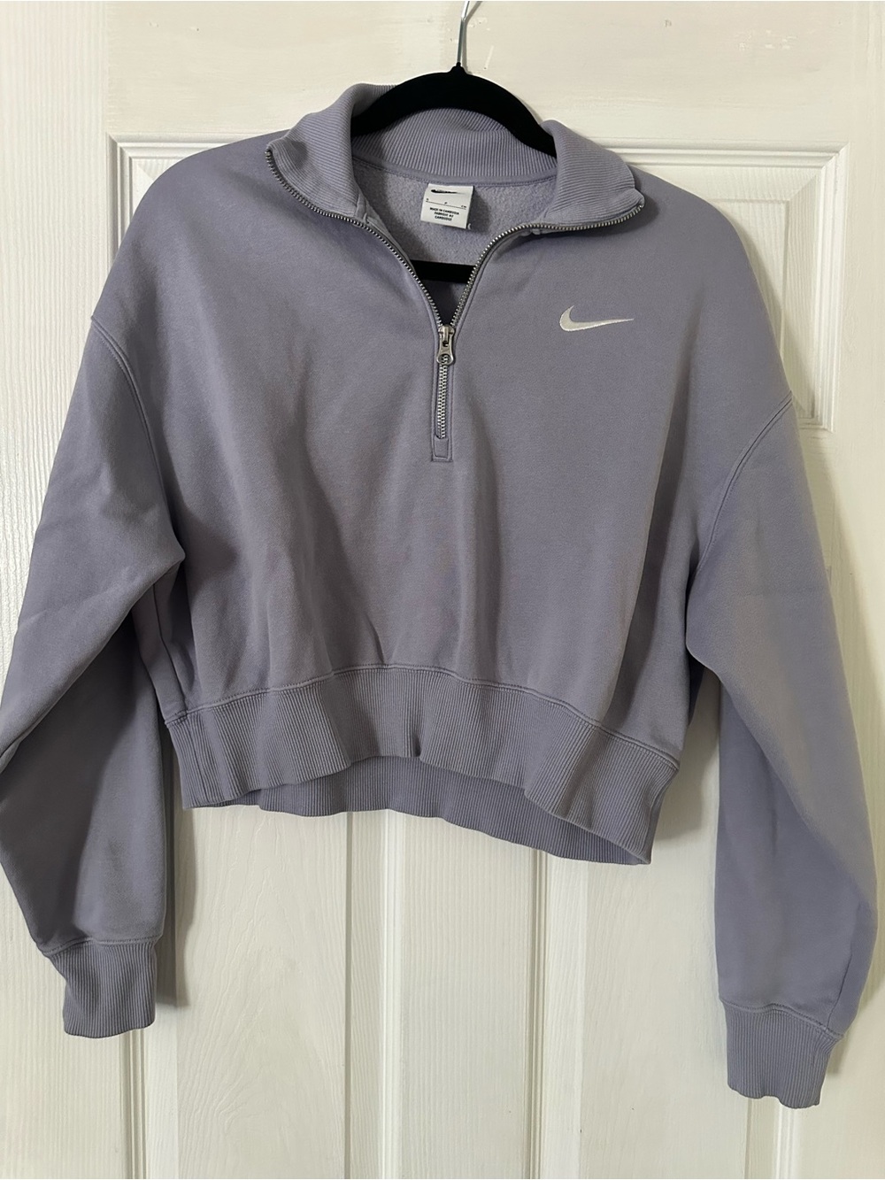 Nike Women's Lavender Half-Zip Cropped Sweatshirt